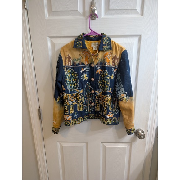 Sandy Starkman Jackets & Blazers - Sandy Starkman Denim Jacket Women's Embroidered Art‎ Wear Folkloric - Size M